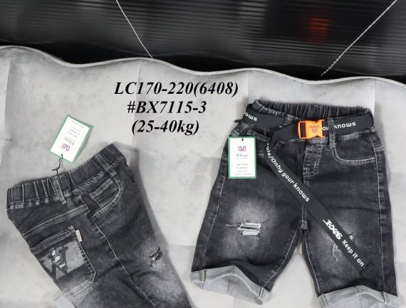 Quần short jeans xám wax rách BX 7115-3