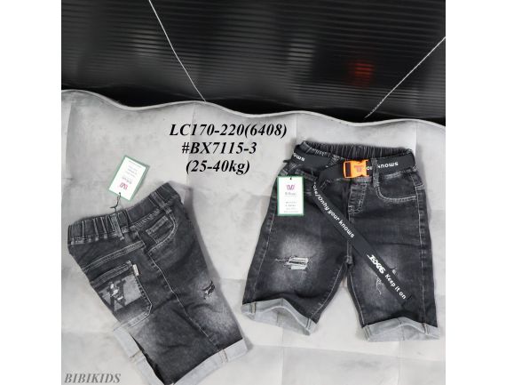 Quần short jeans xám wax rách BX 7115-3